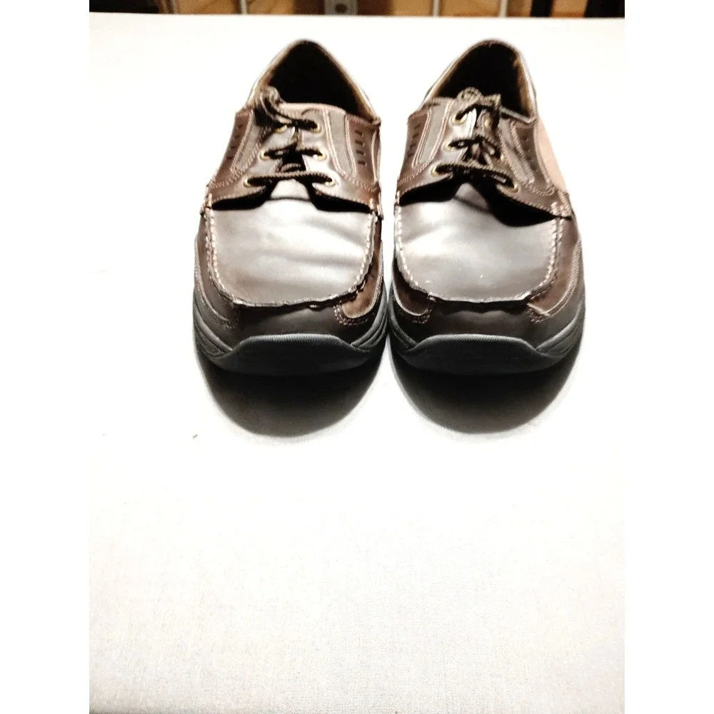 Skechers Relaxed Fit Shoes Mens Size 13 Brown Leather‎ Casual Boat Memory Foam